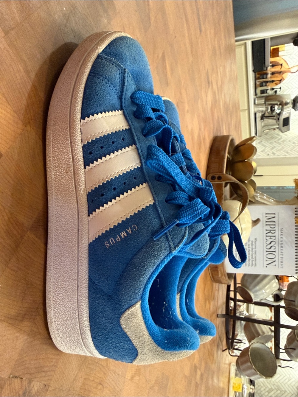 adidas campus Kids Royal Blue Suede Sneakers with White Stripes